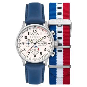 AVI-8 Hawker Hurricane Classic Chronograph Blue White Men's Watch - Brand New