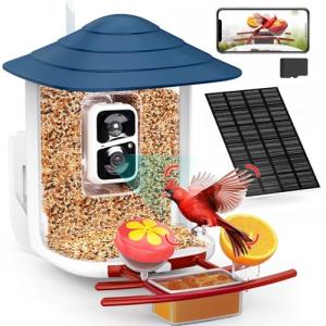 birdsnap® TUC Smart Bird Feeder with Camera 2K HD, Solar Panel 32GB Card 4-in-1 Perch, 160°View Auto Detect & Notify AI Identify Video Bird Camera Wireless Outdoors Ideal Gift for Birds Lover