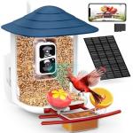 birdsnap® TUC Smart Bird Feeder with Camera 2K HD, Solar Panel 32GB Card 4-in-1 Perch, 160°View Auto Detect & Notify AI Identify Video Bird Camera Wireless Outdoors Ideal Gift for Birds Lover
