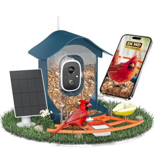 DOCOON Smart Bird Feeder with Camera, 2K HD AI Identify Birds Species, Bird Watching Camera with Solar Panel, Auto Capture Bi rd Videos & Instant Notifications, Ideal Present for BirdLover
