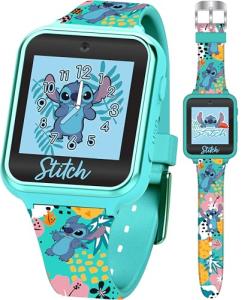 Disney Stitch Kids Smartwatch with Touchscreen, Camera, Games, Timer, Step Counter, Alarm & Calculator – Fun Interactive Watch with 10 Faces & Printed Silicone Strap – Fits Wrists 5.5" to 8"