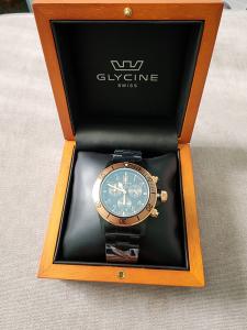 Glycine GL1008 Combat Wrist Watch for Men chronograph rosegold 42mm black quartz