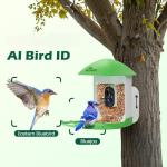 Bird Feeder with Camera, Smart Bird House with Cam for Outside, 2K HD Auto Record Video, AI Identification & Instant Alerts, Solar Powered, Bird Watching Gifts for Family and Birdlovers