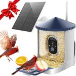 SOLIOM Smart Bird Feeder with Camera, 2K HD WiFi Bird Watching Camera with AI Identify Birds Species, Live View, Instant Notifications, Full Color Night Vision with 3W Solar Panel, BF02