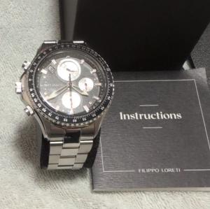 Filippo Loreti Chronograph Date Black Dial Stainless Steel Watch Box Manual