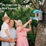 DOCOON Smart Bird Feeder with Camera, 2K HD AI Identify Birds Species, Bir d Watching Camera with Solar Panel, Auto Capture Bird Videos & Instant Notifications, Ideal Present for Bir d Lover, Blue