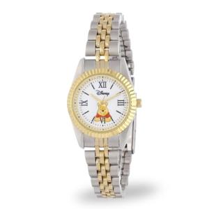 Disney Elegant Winnie The Pooh Women’s Watch Featuring Classic Pooh Dial with Roman Numerals – Beautiful Gift Fans and Collectors – Two-Tone Silver and Gold Case and Link Bracelet