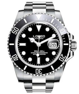 TEINTOP Loreo Men's Automatic Mechanical Watch - Silver Black