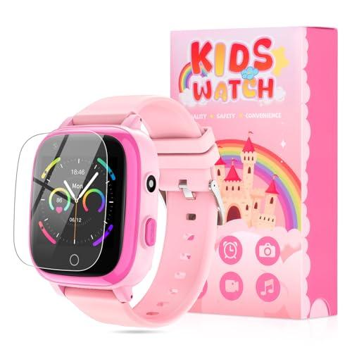 OKYUK 4G Kids Smart Watch with GPS Tracker & SOS Alert - Video Call, 2-Way Calling, Chat, App - with SIM Card for Ages 4-12 - Perfect Educational Gift (Pink)