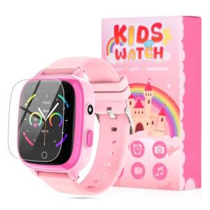 OKYUK 4G Kids Smart Watch with GPS Tracker & SOS Alert - Video Call, 2-Way Calling, Chat, App - with SIM Card for Ages 4-12 - Perfect Educational Gift (Pink)