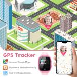 OKYUK 4G Kids Smart Watch with GPS Tracker & SOS Alert - Video Call, 2-Way Calling, Chat, App - with SIM Card for Ages 4-12 - Perfect Educational Gift (Pink)