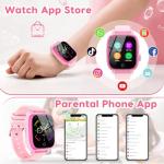 OKYUK 4G Kids Smart Watch with GPS Tracker & SOS Alert - Video Call, 2-Way Calling, Chat, App - with SIM Card for Ages 4-12 - Perfect Educational Gift (Pink)