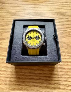 Filippo Loreti Ascari Tuscani Rubber Watch Yellow Dial Stainless Bezel Chrono