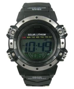 Mens Solar Digital Wristwatch Plastic Strap