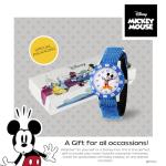 Disney WDS000097 Kids' W000228 "Mickey Mouse Time Teacher" Stainless Steel Watch with Blue Nylon Band