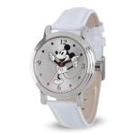 Disney Mickey Watch - Watch for Women - Mickey Mouse Watches for Women - Toys - 90s Mouse - Vintage - 's Articulating Hands - Silver Case - White Leather Strap