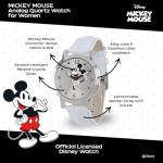 Disney Mickey Watch - Watch for Women - Mickey Mouse Watches for Women - Toys - 90s Mouse - Vintage - 's Articulating Hands - Silver Case - White Leather Strap