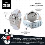 Disney Mickey Watch - Watch for Women - Mickey Mouse Watches for Women - Toys - 90s Mouse - Vintage - 's Articulating Hands - Silver Case - White Leather Strap