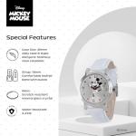Disney Mickey Watch - Watch for Women - Mickey Mouse Watches for Women - Toys - 90s Mouse - Vintage - 's Articulating Hands - Silver Case - White Leather Strap