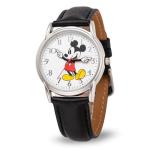 Disney Mickey's Articulating Hands Watch - Mickey Mouse Watch for Men - Vintage 90s Mouse Watches - Classic Men's Toys - Stylish Design - Silver Case - Black Leather Strap