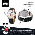 Disney Mickey's Articulating Hands Watch - Mickey Mouse Watch for Men - Vintage 90s Mouse Watches - Classic Men's Toys - Stylish Design - Silver Case - Black Leather Strap
