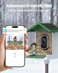 ​isYoung Smart Bird Feeder with Camera, 2.5K QHD, AI Identify 16000+ Birds,Dual Solar Panel, AI Auto-Capture & Motion Detection, IP65 Weatherproof,170° Field of View, Perfect Bird Watching Gift