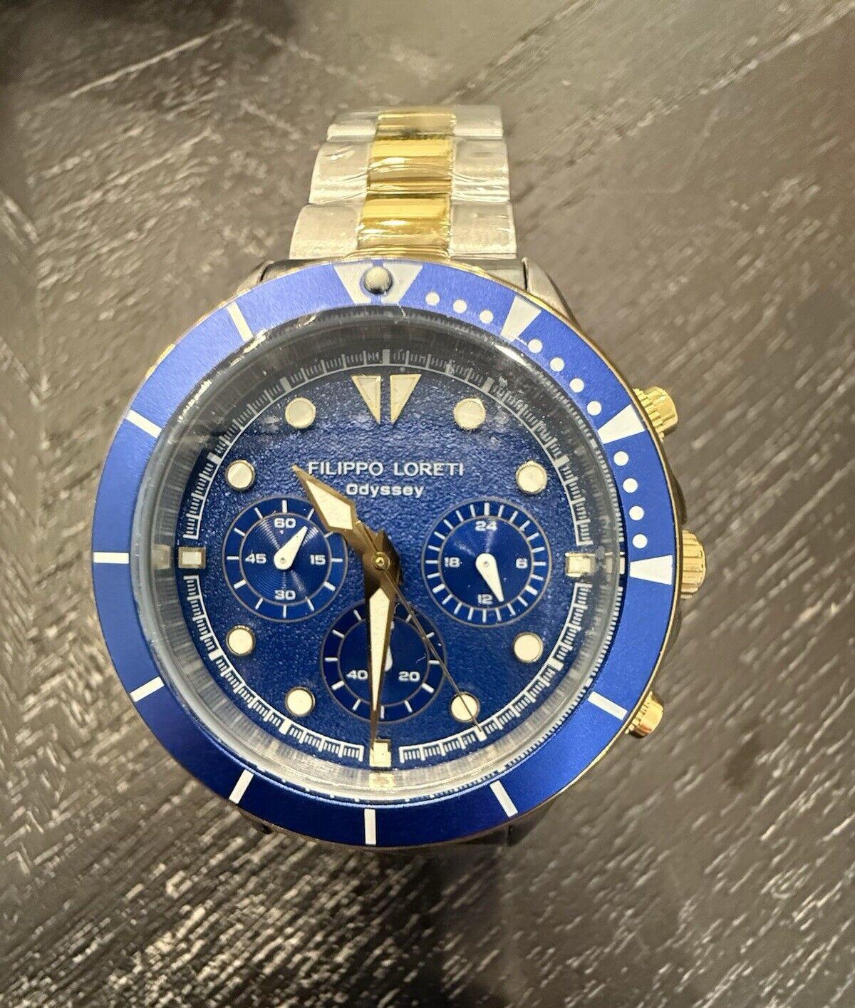 Filippo Loreti Odyssey Men's Watch Two Tone Gold Silver Blue Watch