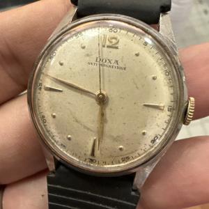 Doxa WWII era 1940s military style Men's watch not running wind up watch