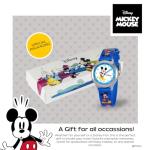 Disney Mickey Mouse Watch for Kids Age 3–7 with Classic Character Dial – for Boys Who Love Mickey Mouse – Easy-Read Display, Silver Bezel, and Blue Nylon Strap Featuring Mickey