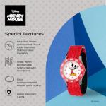 Disney Mickey Mouse Watch for Kids Age 3–7 with Classic Character Dial – Gift for Boys Who Love Mickey Mouse – Easy-Read Face, Red Bezel with White Numbers, and Red Nylon Strap with Velcro