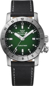 GLYCINE Men's Airmen Comtemporary WORLDTIMER Quartz Green Dial Watch