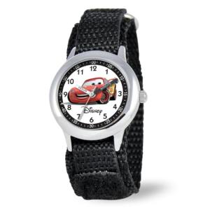 Disney Lightning McQueen Watch for Boys, Analog Cars Watch for Kids 3-5, Toddler Boys, with White Bezel & Black Nylon Strap, Stylish Cars Watches Little Fans of, Perfect Toddlers and Young