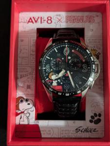 AVI-8 P-51 Mustang Chronograph Peanuts Snoopy Flying Ace Black Limited /400