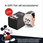 Disney Officially Licensed Mickey and Minnie Mouse Watch for Men, Stylish Mickey & Minnie Mouse Watches for Men, Watch, Gift Fans - White Dial, Black Leather Strap