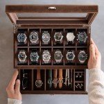 TAWBURY 12-Slot Watch Box for Men - Brown