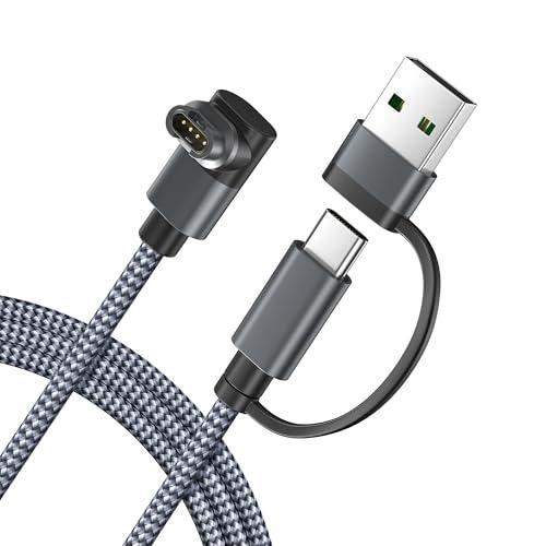 Itramax 2-in-1 USB C Charger Cable for Garmin Watch 4FT 1-Pack,USB Charging Power Cord for Garmin Fenix 8 E 7 7X 7S 6 Solar,Forerunner 970 965 955 945 570 265 255 245 165 55,Vivoactive 6 5 4 - Gray