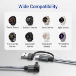 Itramax 2-in-1 USB C Charger Cable for Garmin Watch 4FT 1-Pack,USB Charging Power Cord for Garmin Fenix 8 E 7 7X 7S 6 Solar,Forerunner 970 965 955 945 570 265 255 245 165 55,Vivoactive 6 5 4 - Gray