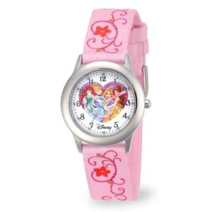 Disney Princess Watch for Girls 4-7, Toddler Princess Watch for Kids, Pink Nylon Strap, Silver Case, White Dial, Gift Young Fans, Stylish and Fun Timepiece Little Princesses