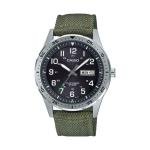 Casio MTP-S120L-3AV, Men's Solar Battery Watch, 100 Meter W/R, Date, Green Nylon