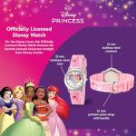 Disney Princess Watch for Girls 4-7, Toddler Princess Watch for Kids, Pink Nylon Strap, Silver Case, White Dial, Gift Young Fans, Stylish and Fun Timepiece Little Princesses