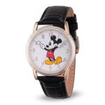 Disney Mickey Watch - Watch for Women - Mickey Mouse Watches for Women - Toys - 90s Mouse - Vintage - 's Articulating Hands - Gold Case - Black Leather Strap