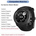 22mm Watch Band for Garmin Instinct 2, Soft Silicone Replacement Band Strap for Garmin Instinct Esports/Solar/Tide/Tactical Smart Watch (Black)