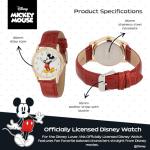 Disney Mickey Watch - Watch for Men - Mickey Mouse Watches for Men - Toys - 90s Mouse - Vintage - 's Articulating Hands - Gold Case - Red Leather Strap