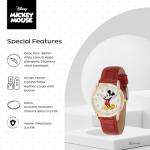 Disney Mickey Watch - Watch for Men - Mickey Mouse Watches for Men - Toys - 90s Mouse - Vintage - 's Articulating Hands - Gold Case - Red Leather Strap