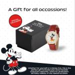 Disney Mickey Watch - Watch for Men - Mickey Mouse Watches for Men - Toys - 90s Mouse - Vintage - 's Articulating Hands - Gold Case - Red Leather Strap