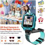 OKYUK 4G GPS Smartwatch for Girls Boys, IP67 Waterproof Sport Smart Watch Phone for Kids, with Face Unlock 2-Camera 360° Rotating Screen WiFi Video Call Phone Call SOS Pedometer for 3-14 Age