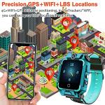 OKYUK 4G GPS Smartwatch for Girls Boys, IP67 Waterproof Sport Smart Watch Phone for Kids, with Face Unlock 2-Camera 360° Rotating Screen WiFi Video Call Phone Call SOS Pedometer for 3-14 Age