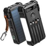 BLAVOR Solar Power Bank 20000mAh Built-in Cables, Wireless Charger for Apple Watch, 20W Fast Charging Battery Pack with USB C, Flashlight, Solar Charger for iPhone, iPad, iWatch, Samsung