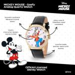 Disney Men's Goofy Watch – Stylish & Fun Goofy Watches for Men Fans & Collectors – Classic Goofy Watch for Men with Black Leather Strap, White Dial & Metal Case