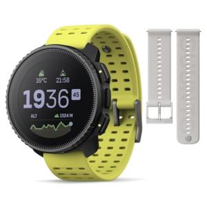 SUUNTO Vertical Adventure GPS Watch w/Offline Maps Steel Lime & SUUNTO 22 ATH6 Silicone Strap Powder Gray S+M